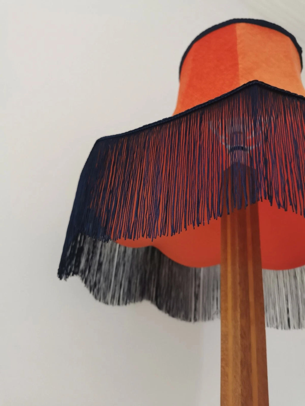 Bright orange Lisa lampshade orange and navy standard lamp or ceiling pendant