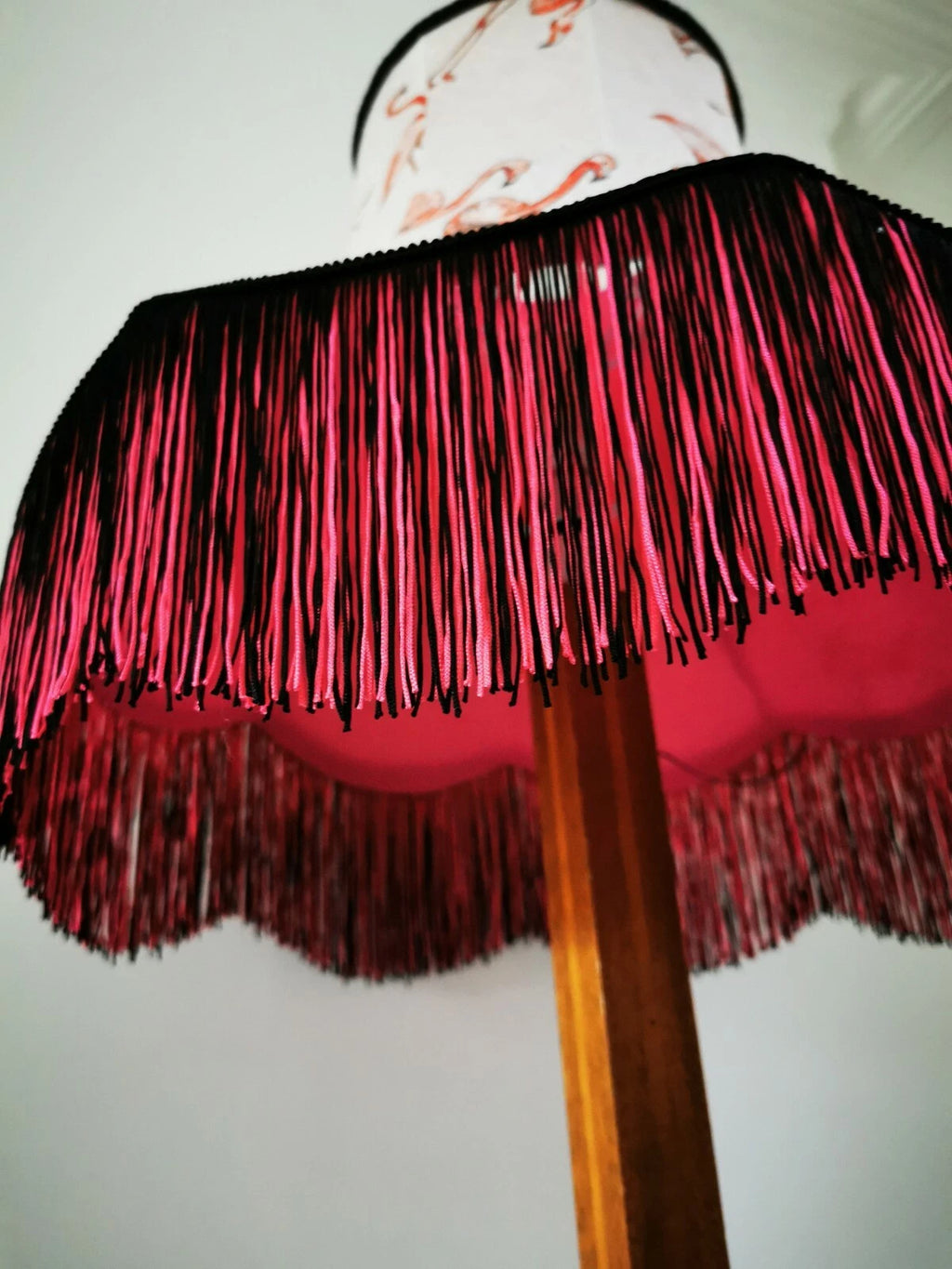 Handmade Lisa lampshade in flamingo fabric for standard lamp or ceiling pendant
