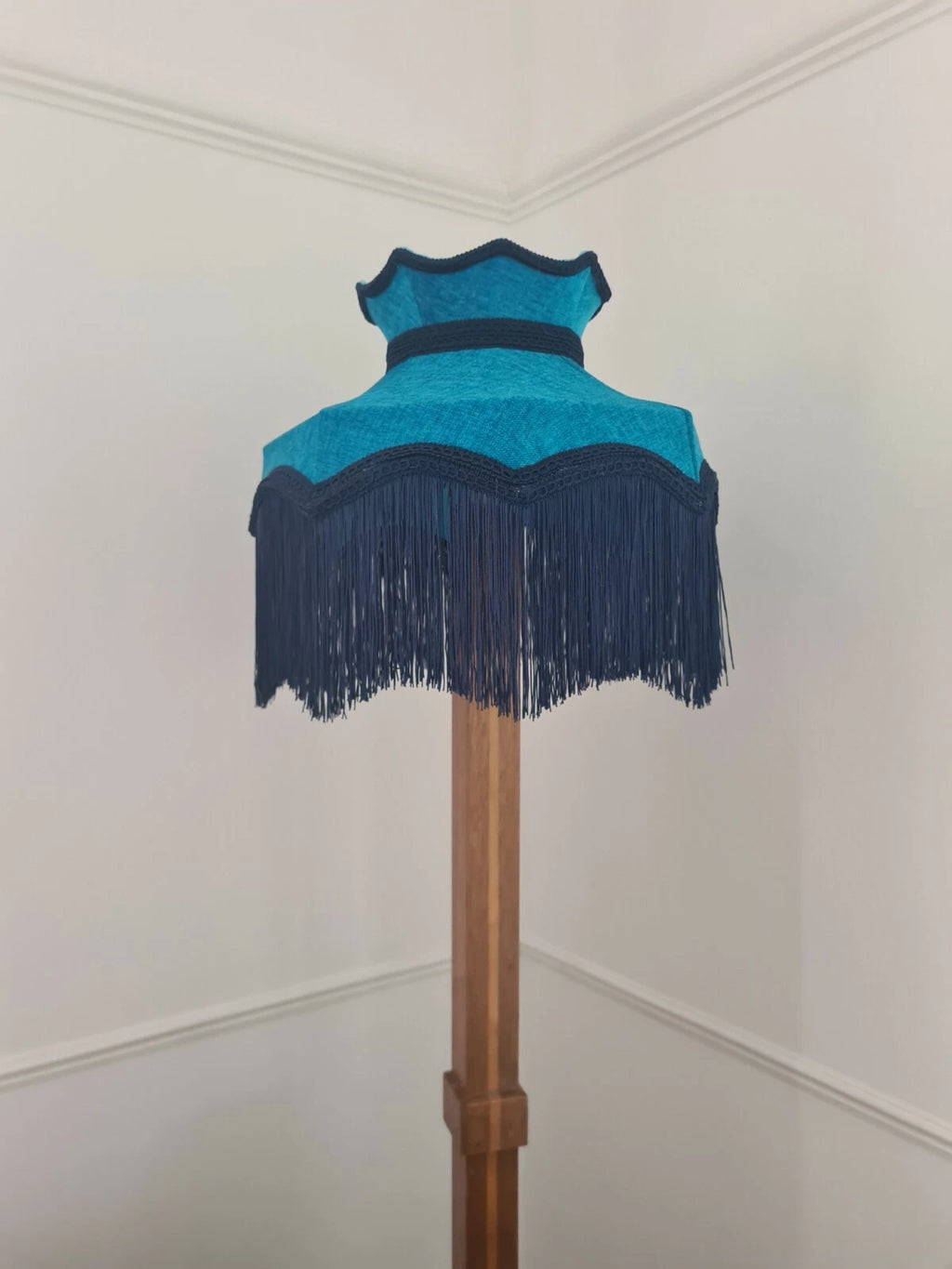 Teal blue Lisa lampshade crown shaped table light ceiling pendant standard lamp