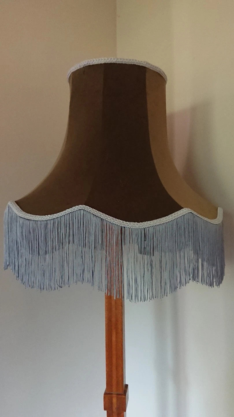 Green lampshade in velvet for standard lamp or ceiling with grey lining