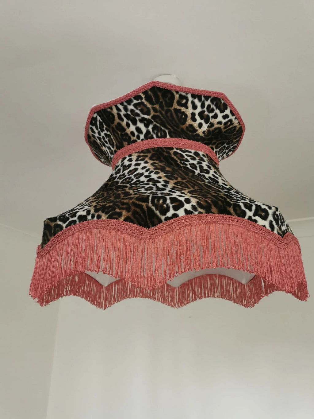 Large handmade leopard print Lisa lampshade crown shape standard lamp or ceiling