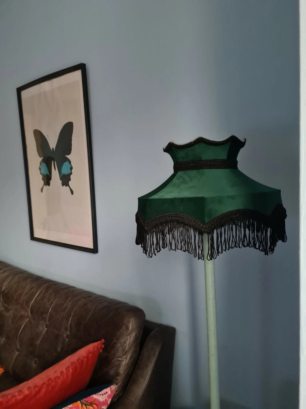 Green velvet handmade lampshade crown table light ceiling pendant standard lamp