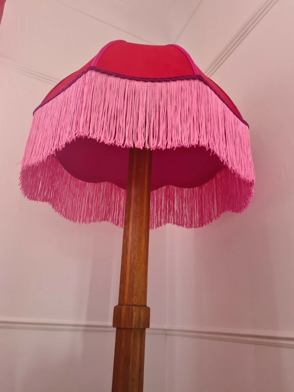 Large handmade dome lampshade red and pink standard lamp ceiling pendant