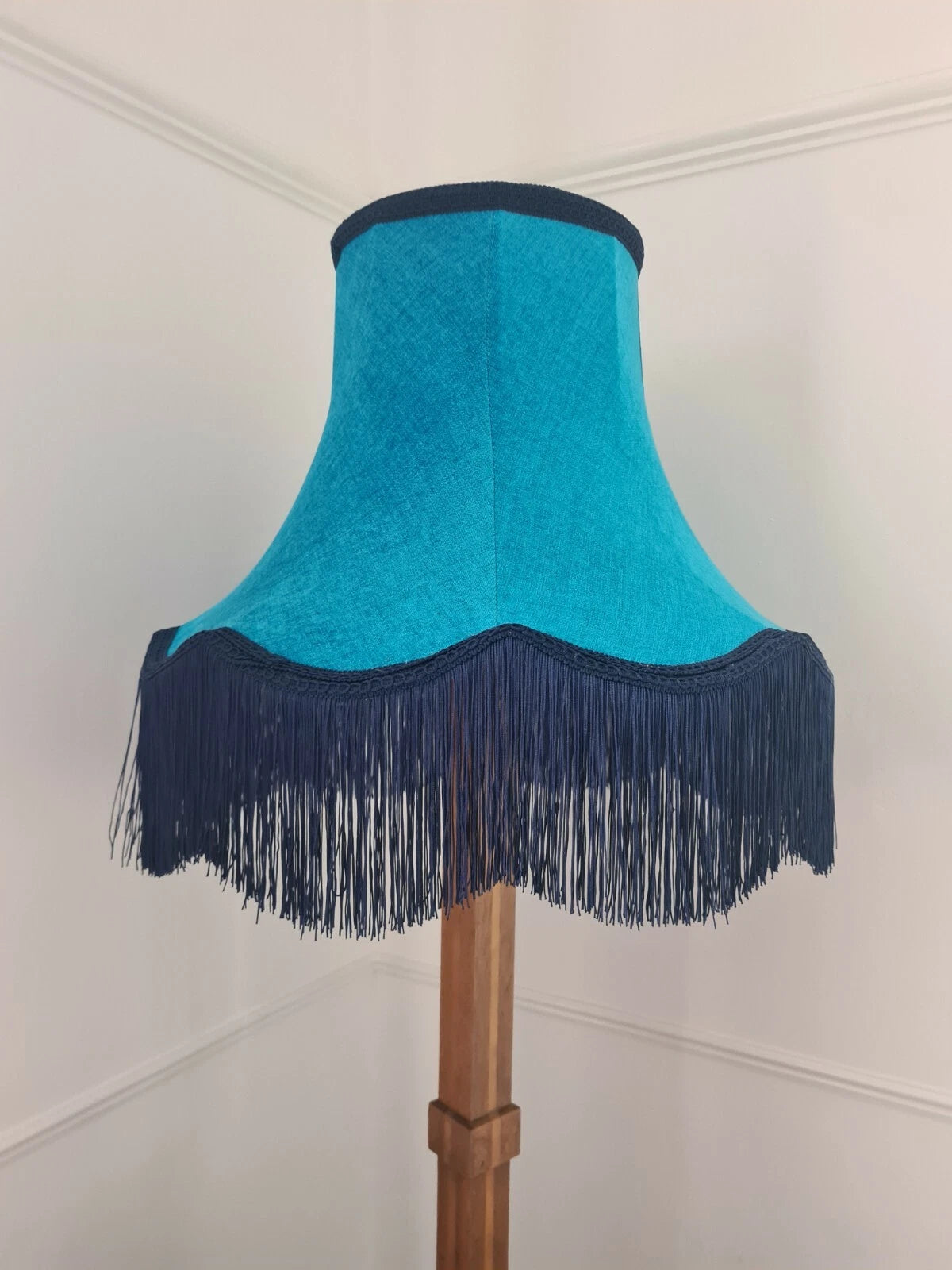 Large handmade Tourquoise Lisa lampshade navy blue standard lamp/ceiling pendant