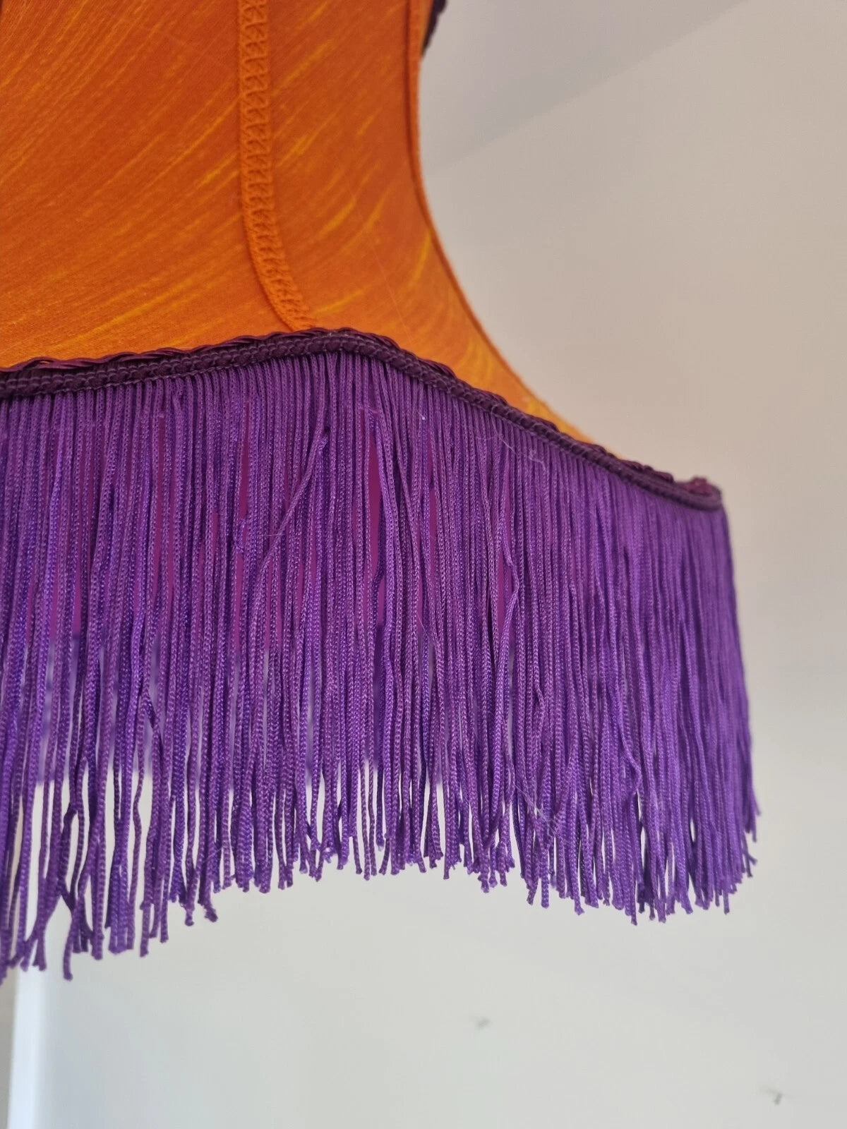 Handmade orange vintage lampshade purple fringe standard lamp ceiling pendant