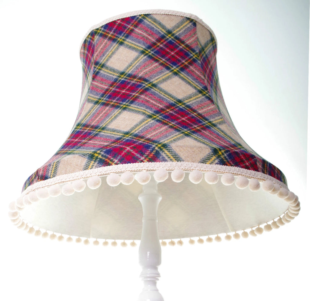 Tartan Lisa lampshade in white red green black for ceiling or standard lamp