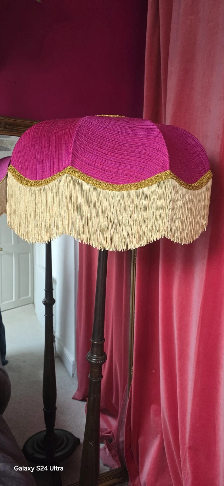 Fuchsia Pink Gold Lined Handmade lampshade ceiling light Standard Lamp