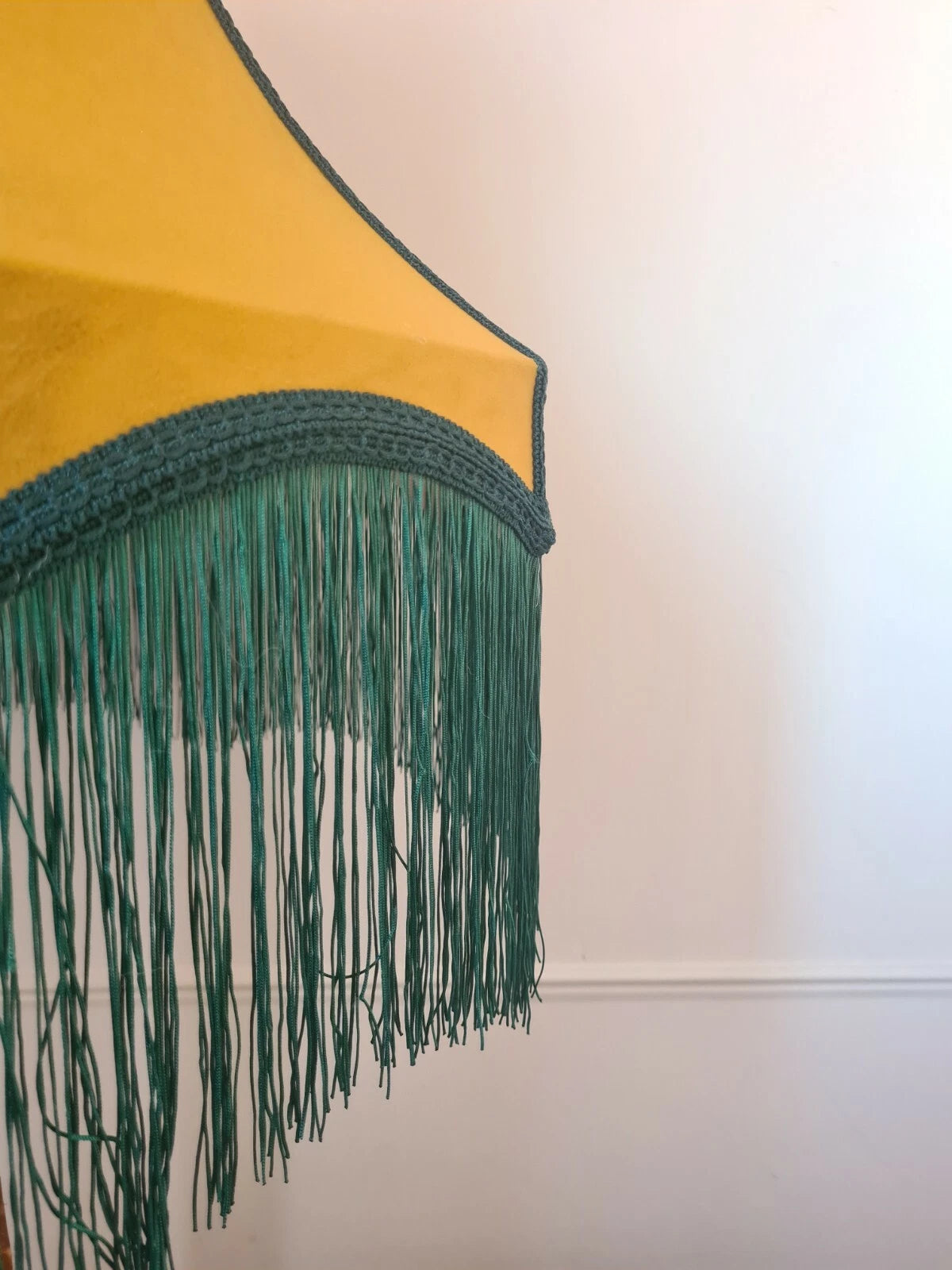 Handmade Lisa Lampshades mustard yellow velvet standard lamp ceiling pendant