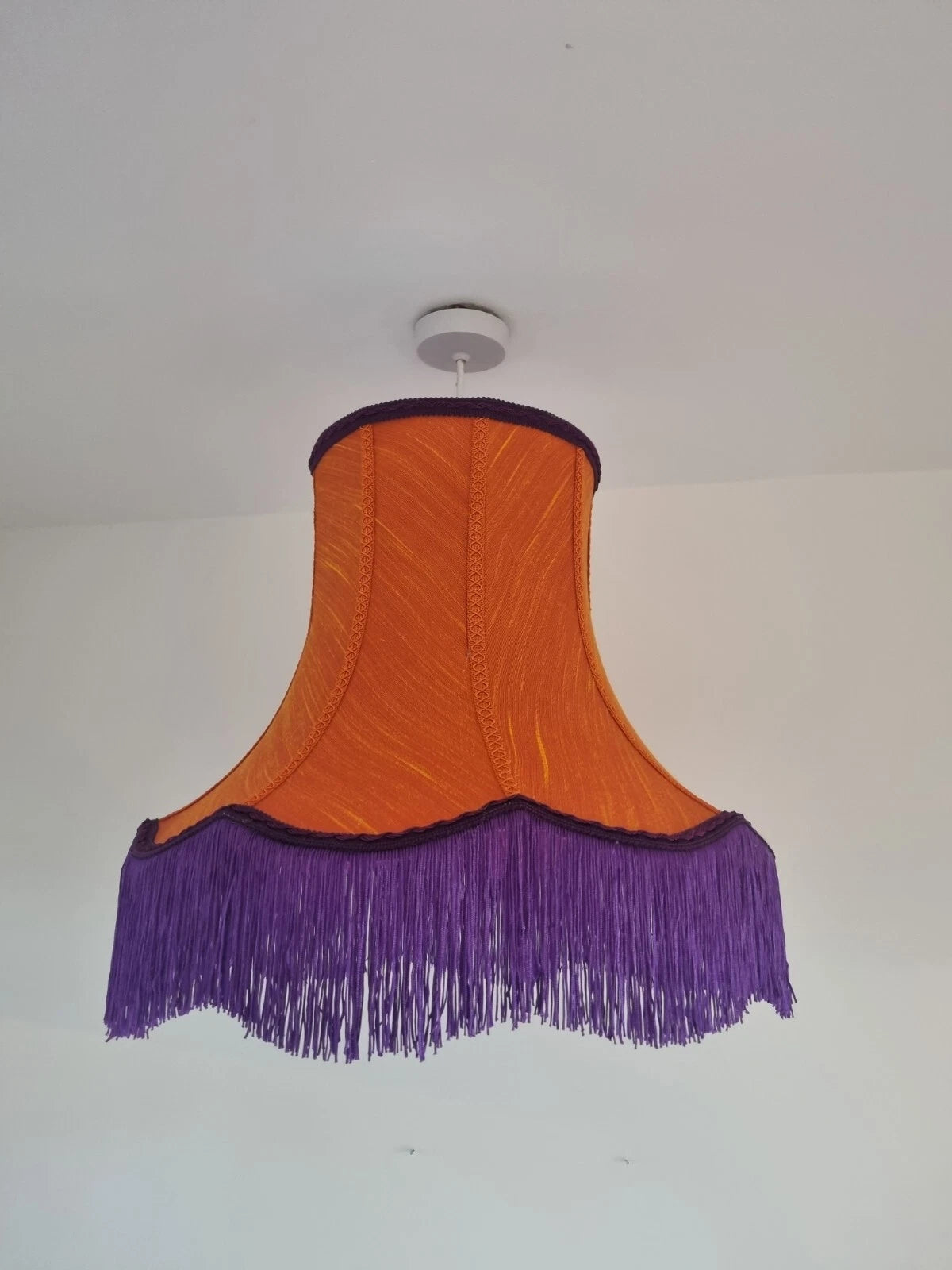 Handmade orange vintage lampshade purple fringe standard lamp ceiling pendant