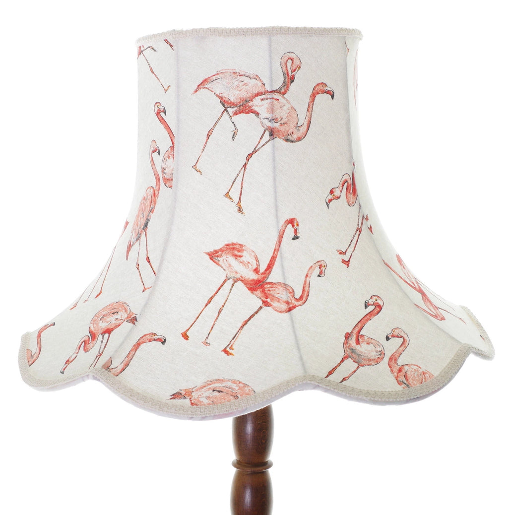 Handmade lampshade in cream pink flamingo fabric for standard lamp ceiling lamp
