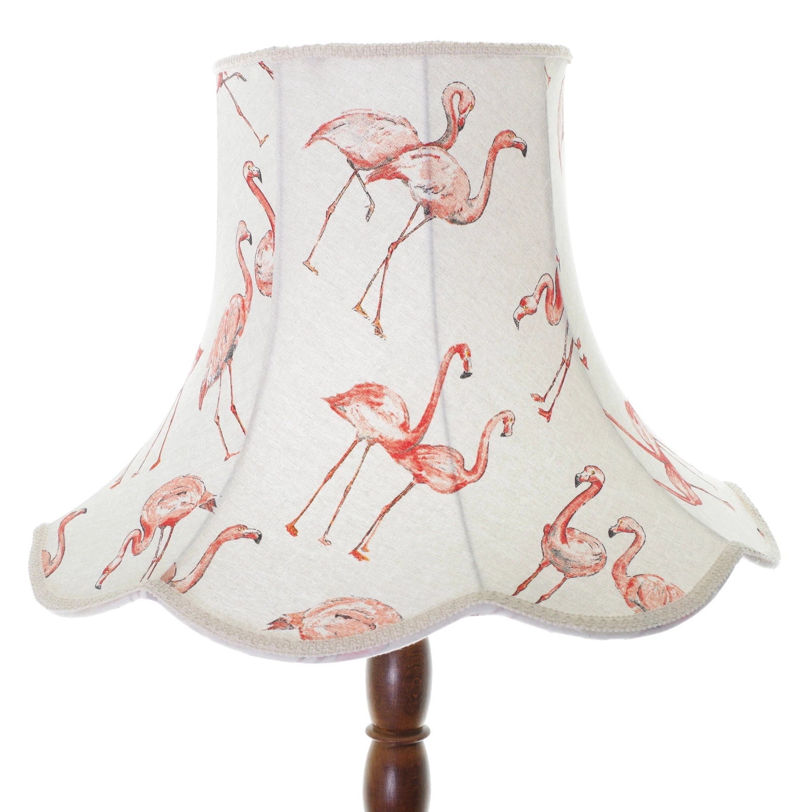 Handmade lampshade in cream pink flamingo fabric for standard lamp ceiling lamp