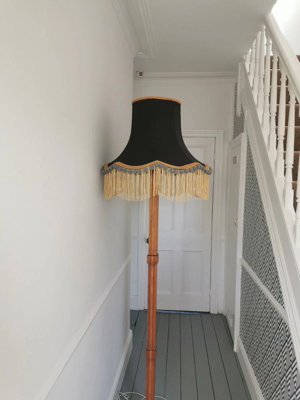 Grey mustard yellow Lisa Lampshade large standard lamp ceiling light handmade