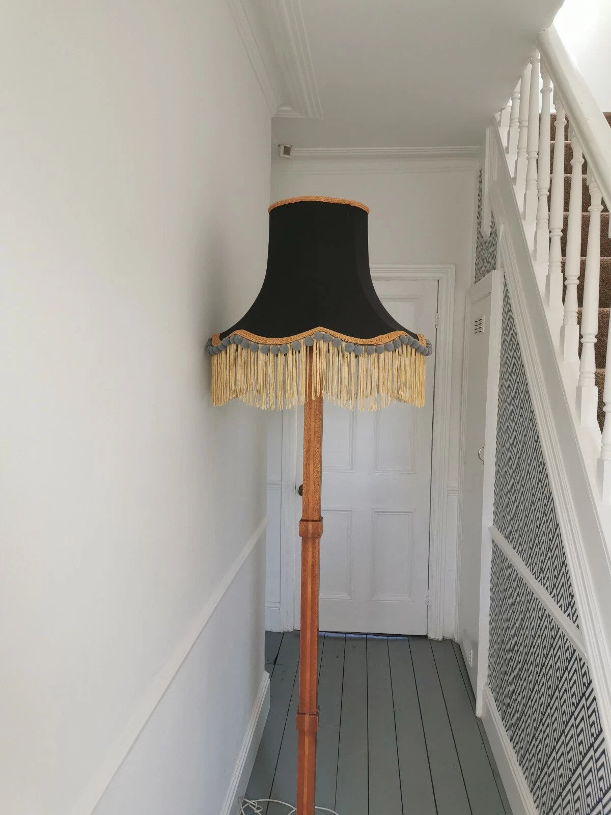 Grey mustard yellow Lisa Lampshade large standard lamp ceiling light handmade