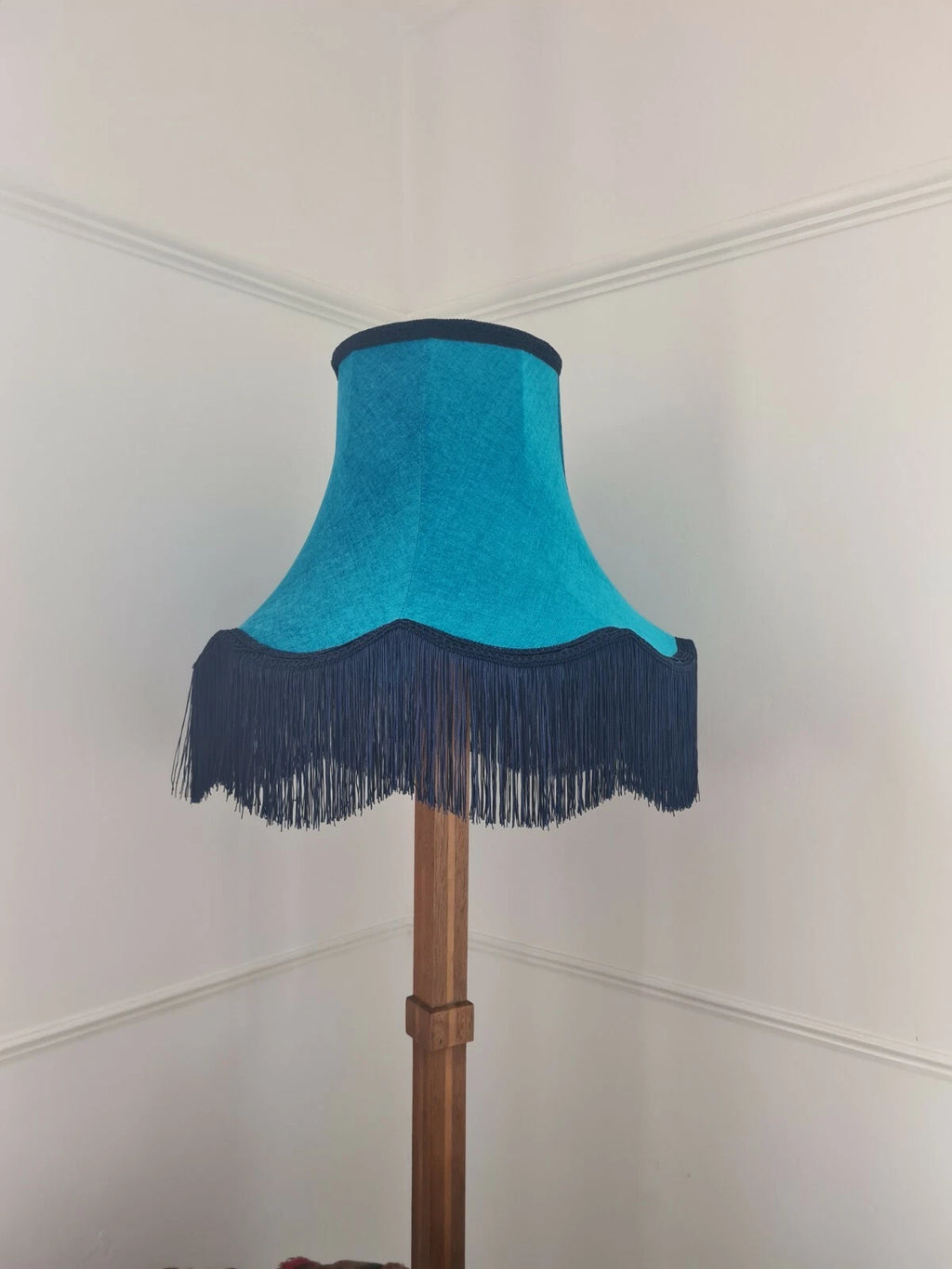 Large handmade Tourquoise Lisa lampshade navy blue standard lamp/ceiling pendant