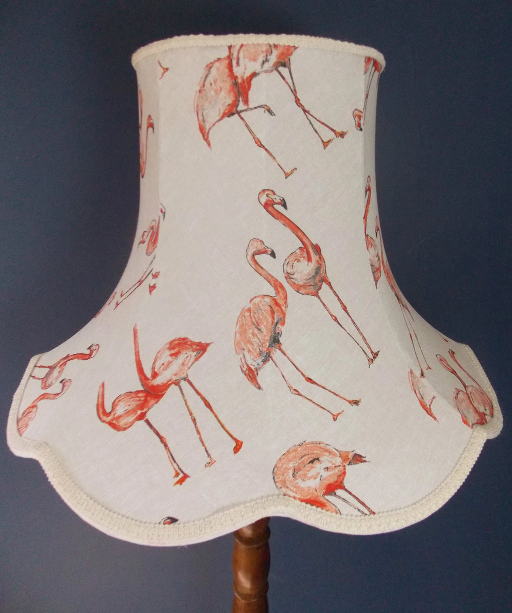 Handmade lampshade in cream pink flamingo fabric for standard lamp ceiling lamp