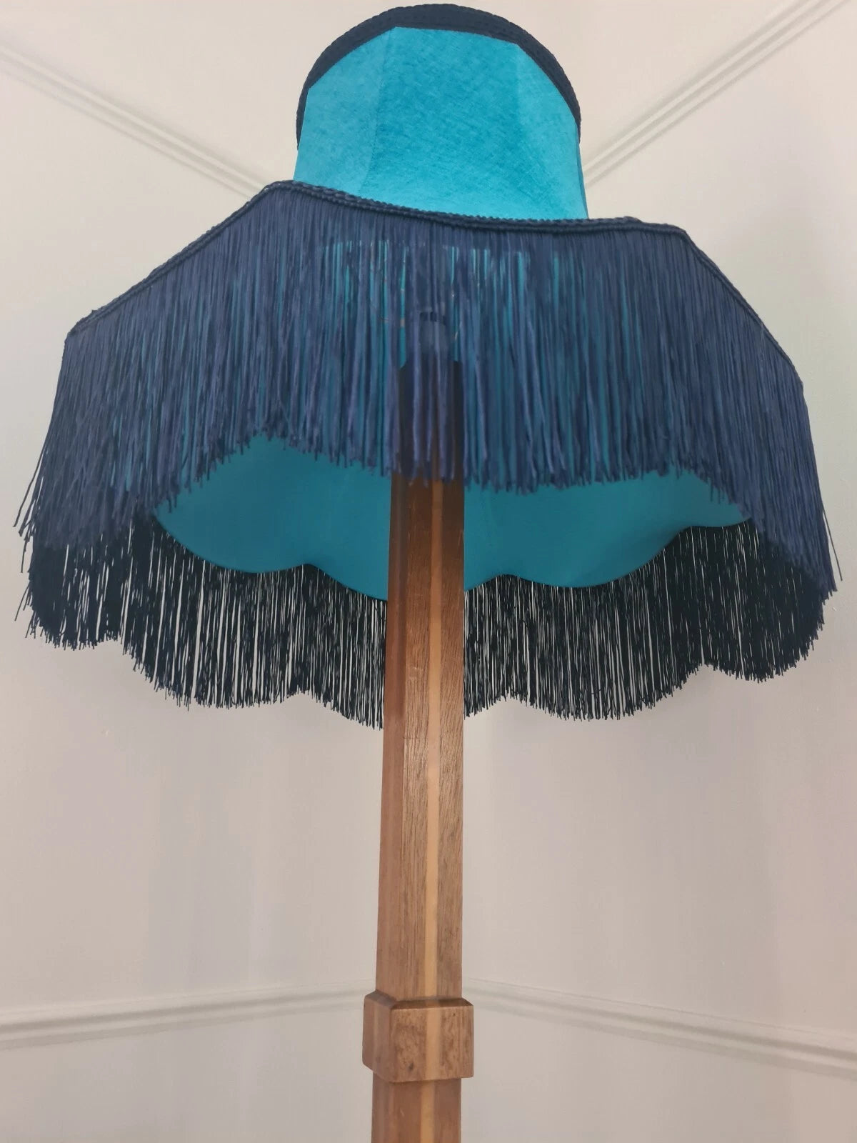 Large handmade Tourquoise Lisa lampshade navy blue standard lamp/ceiling pendant