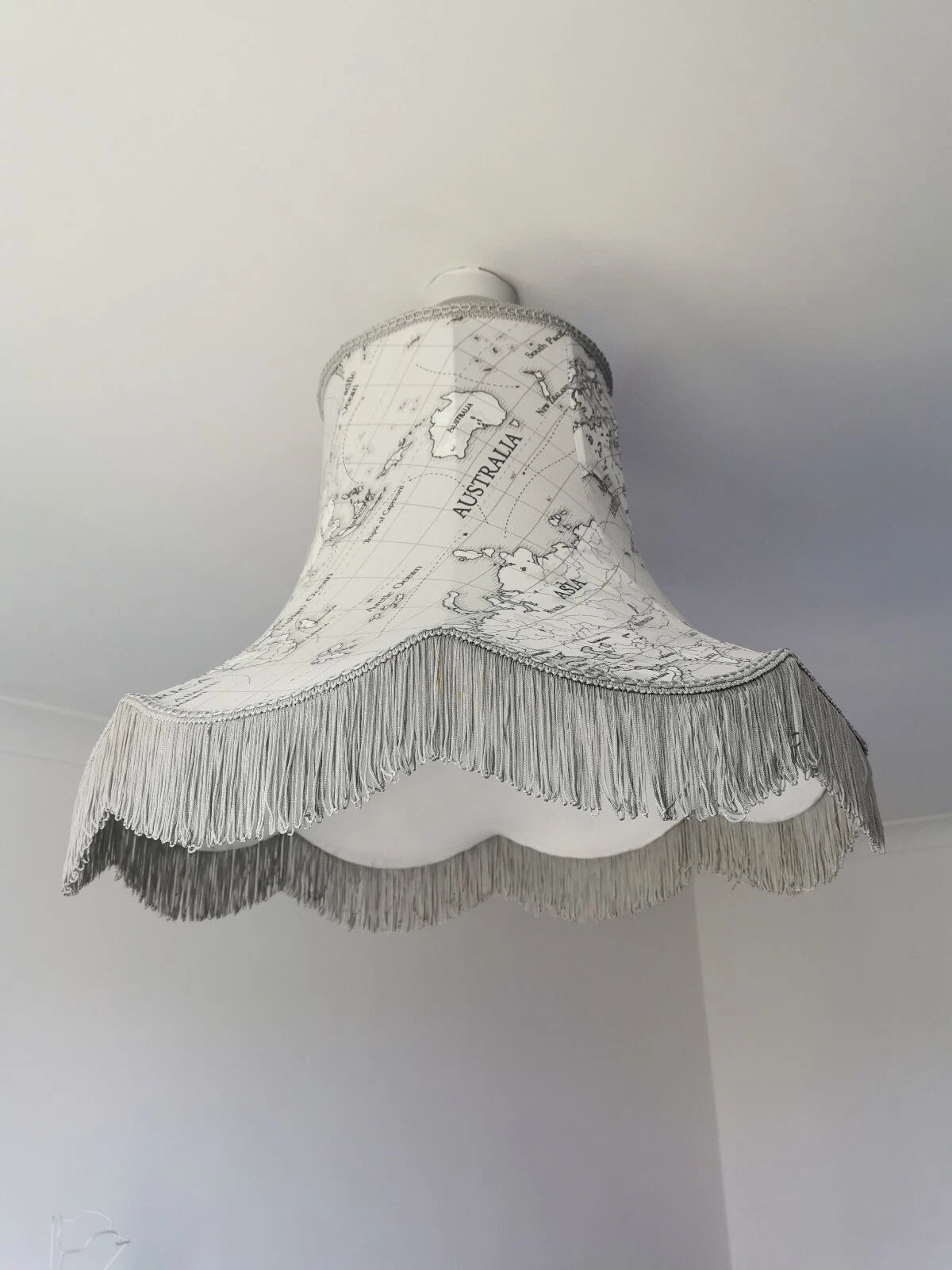 Grey world map fabric large lampshade handmade standard lamp ceiling  pendant