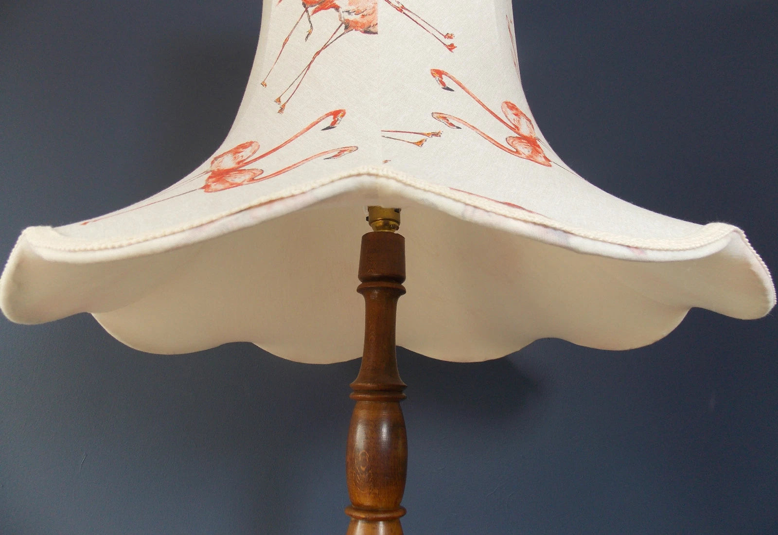 Handmade lampshade in cream pink flamingo fabric for standard lamp ceiling lamp