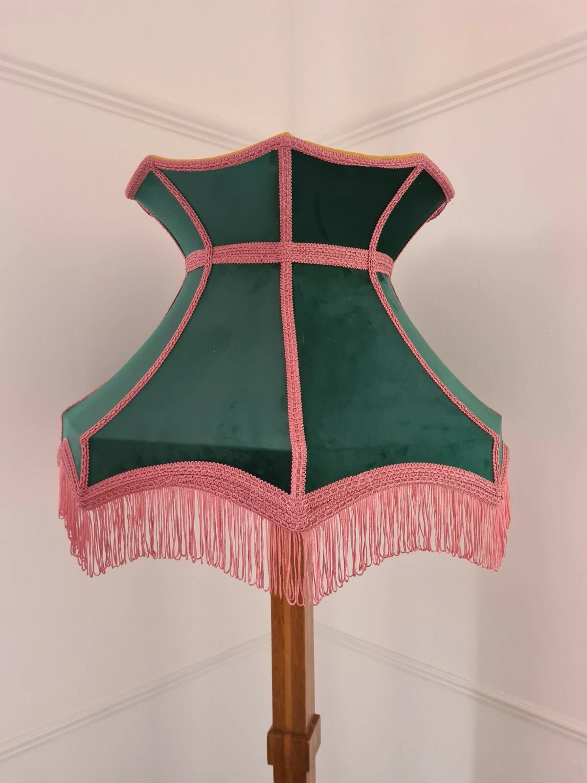 Large green and pink velvet crown Lisa Lampshade for standard lamp ceiling light