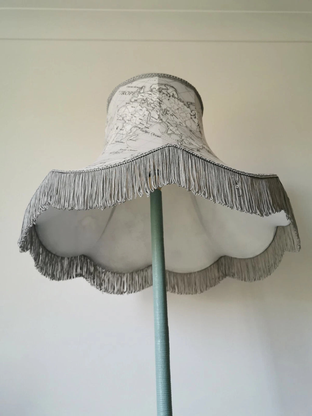 Grey world map fabric large lampshade handmade standard lamp ceiling  pendant