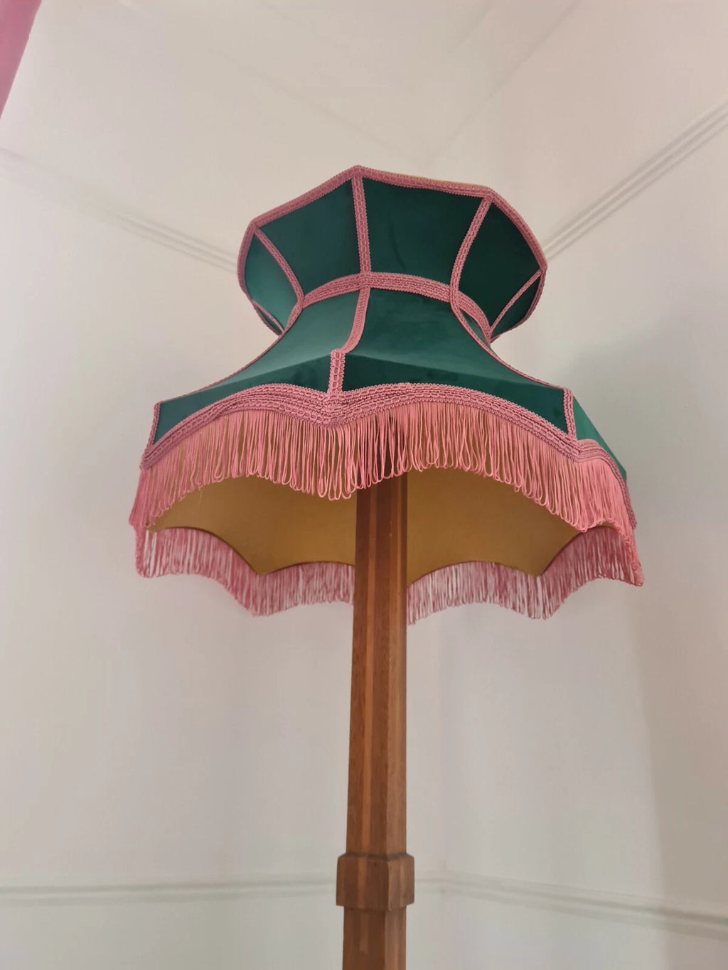 Large green and pink velvet crown Lisa Lampshade for standard lamp ceiling light
