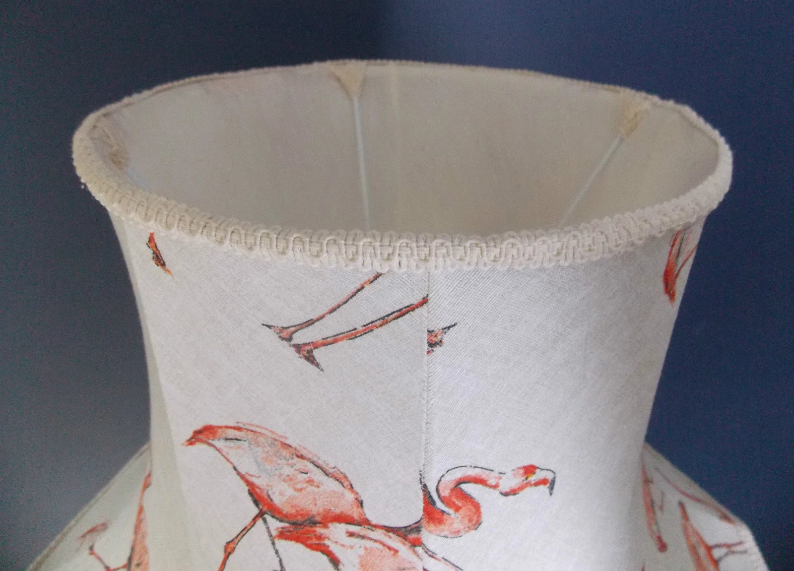 Handmade lampshade in cream pink flamingo fabric for standard lamp ceiling lamp