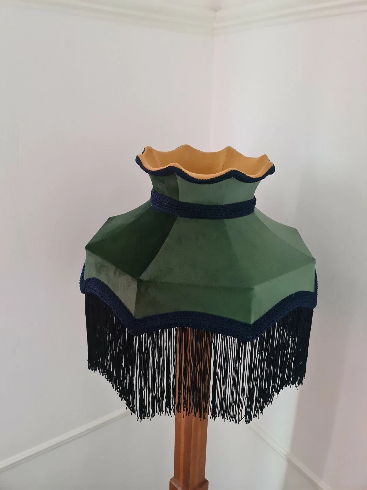 Green velvet Lisa lampshade crown for table light ceiling pendant standard lamp