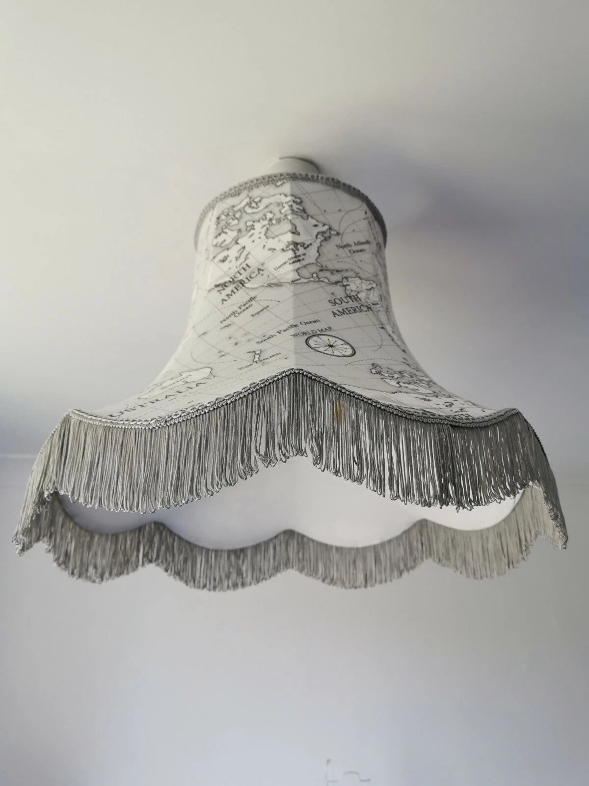 Grey world map fabric large lampshade handmade standard lamp ceiling  pendant