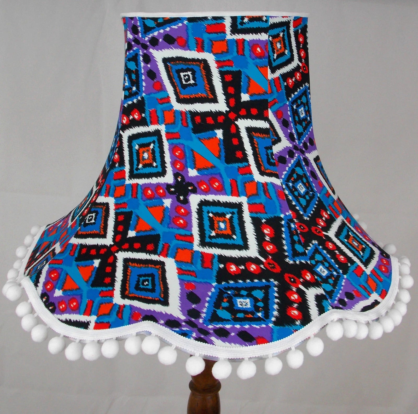 Handmade lampshade blue black red orange geometric for standard lamp / ceiling