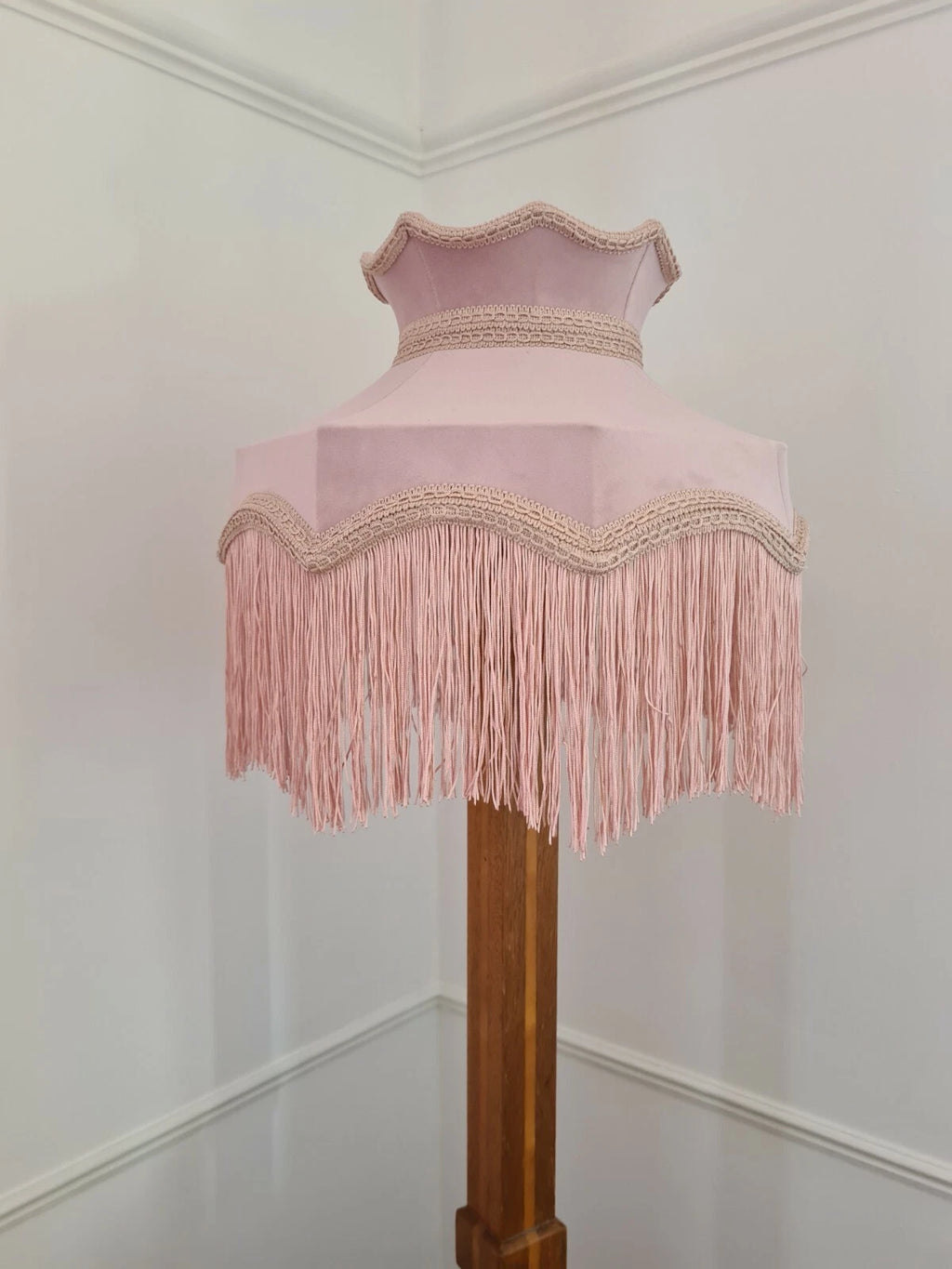 Pale pink velvet lampshade crown shaped table light ceiling pendant standard