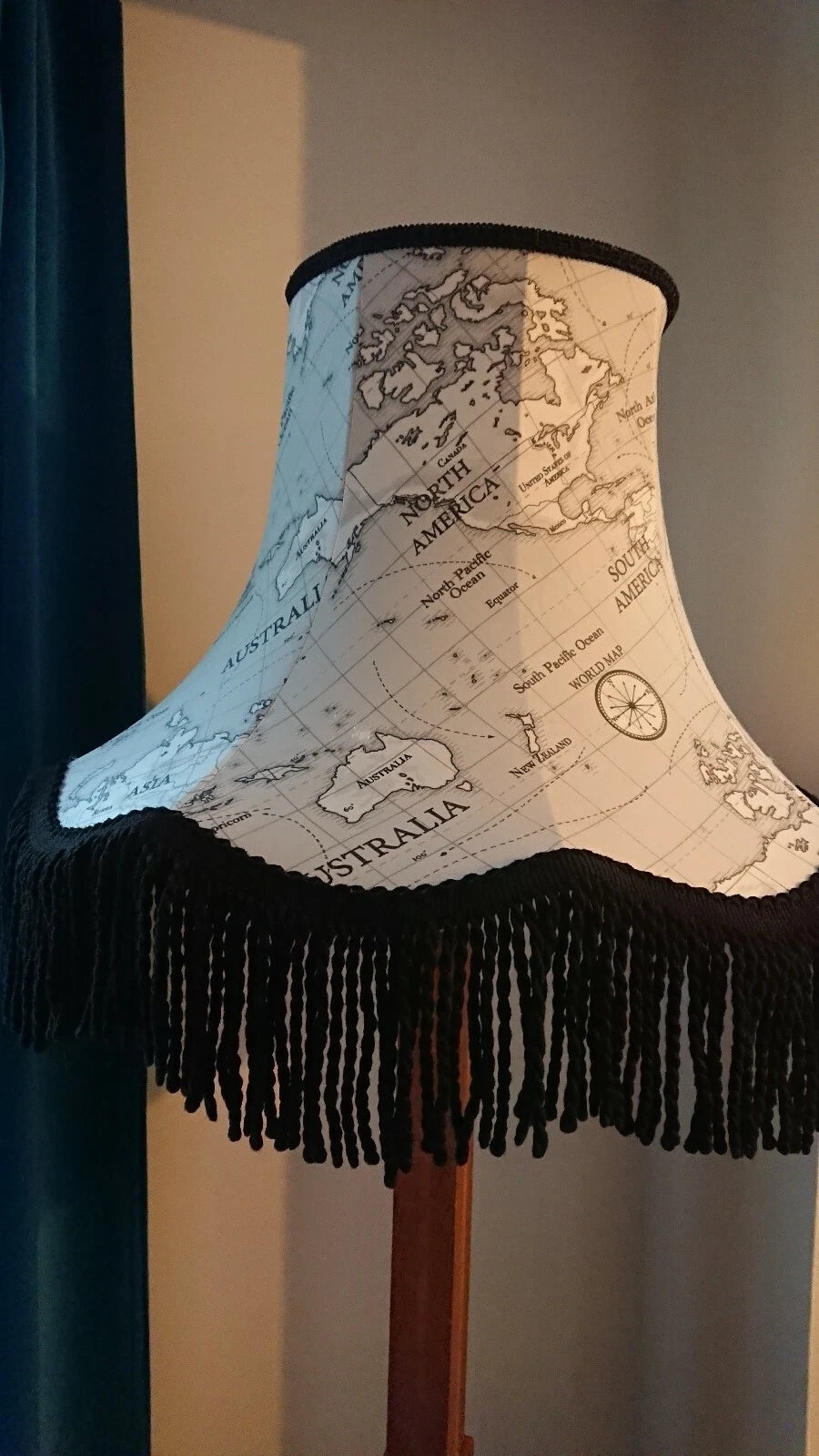 Handmade scalloped edged lampshade map cotton for standard lamp or ceiling lamp