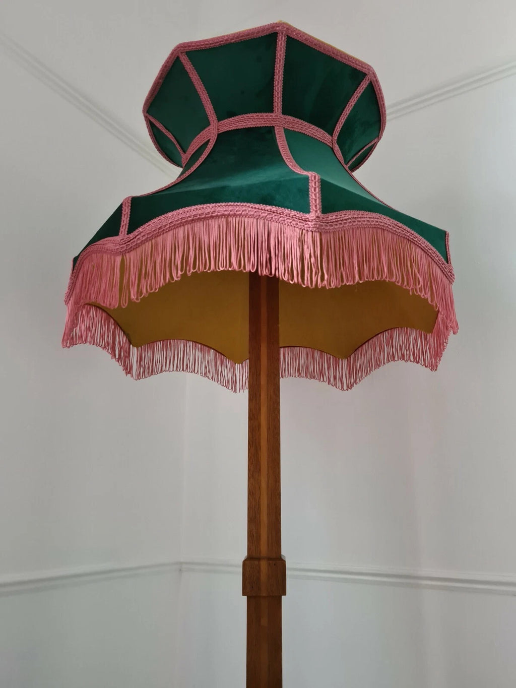 Large green and pink velvet crown Lisa Lampshade for standard lamp ceiling light