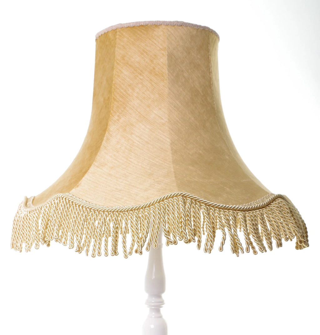 Handmade lampshade in Laura Ashley gold fabric for standard lamp or ceiling