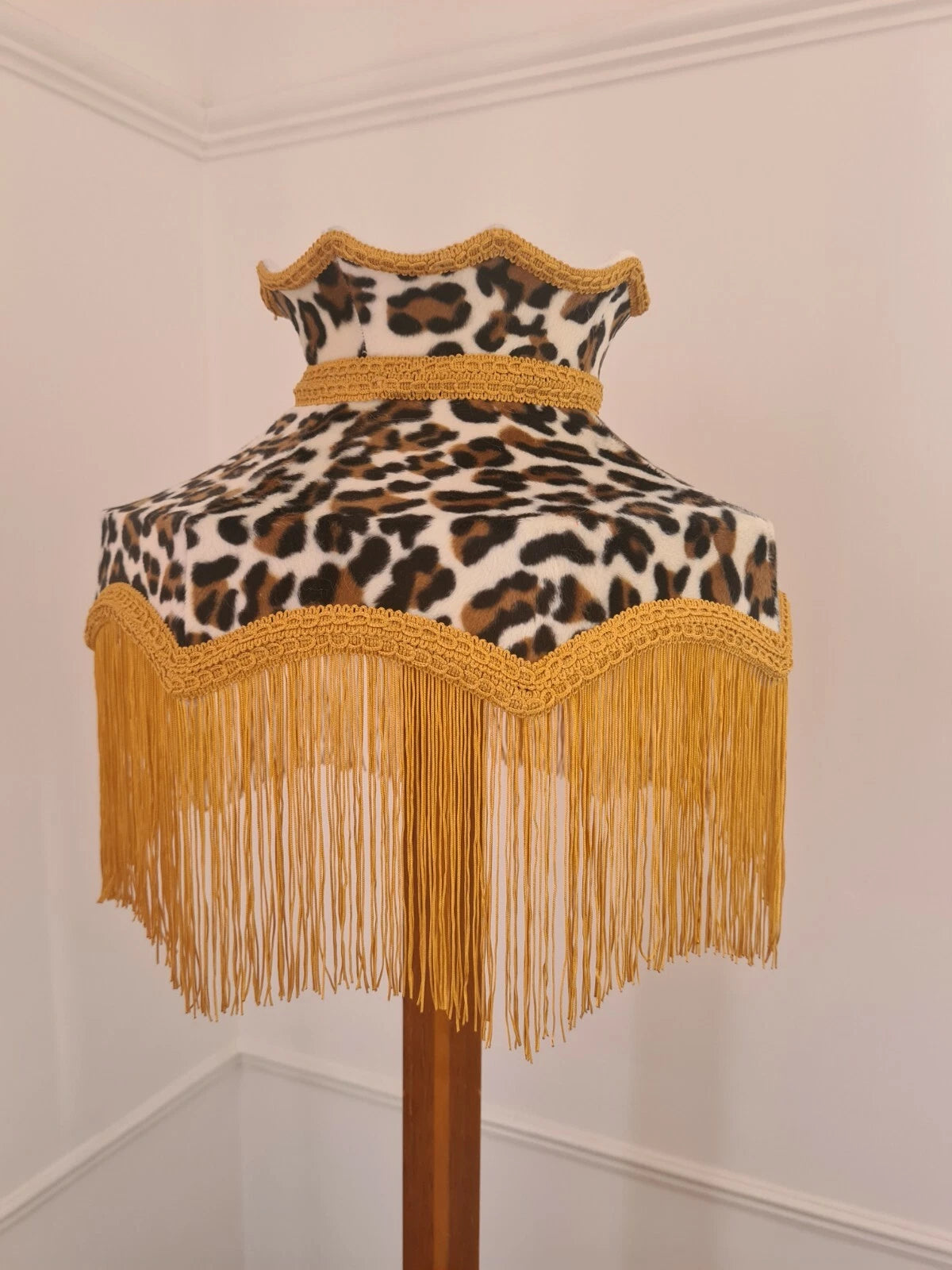 Leopard print mustard lampshade crown table light ceiling pendant standard lamp