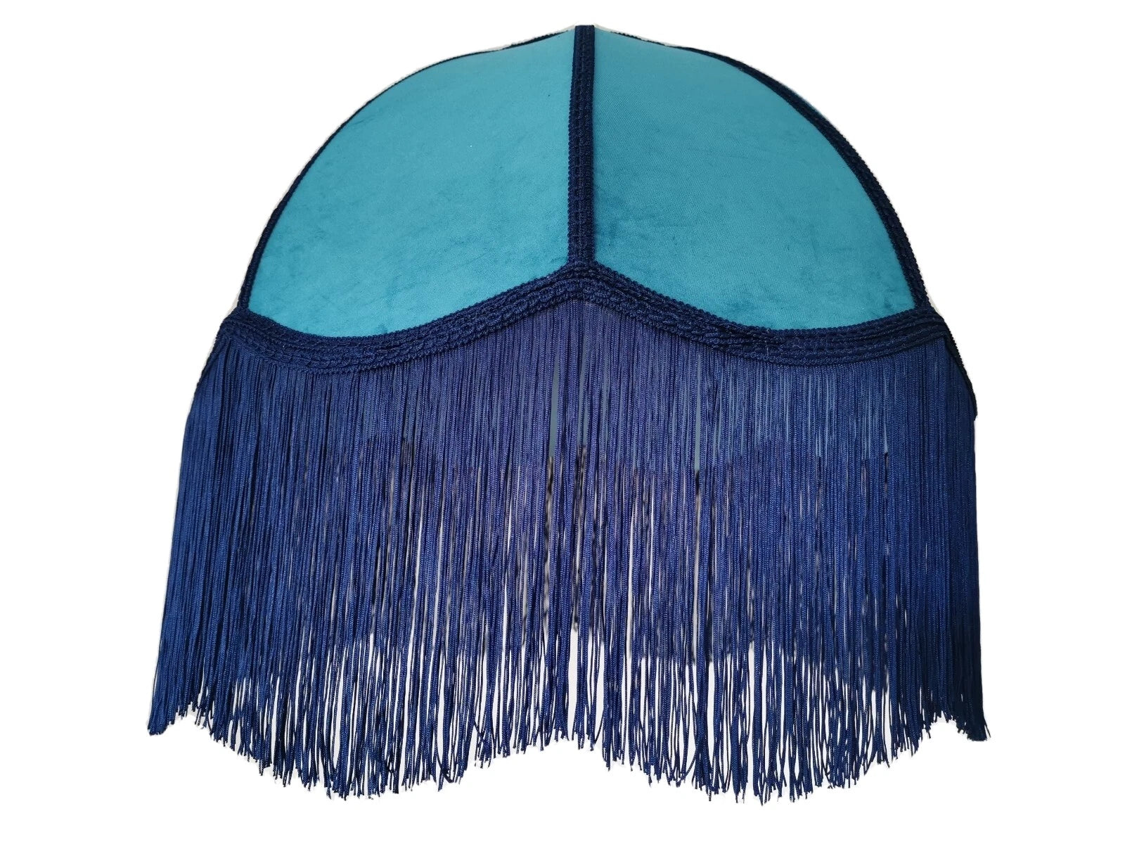 Handmade dome lampshade teal blue velvet fabric for a standard lamp or ceiling