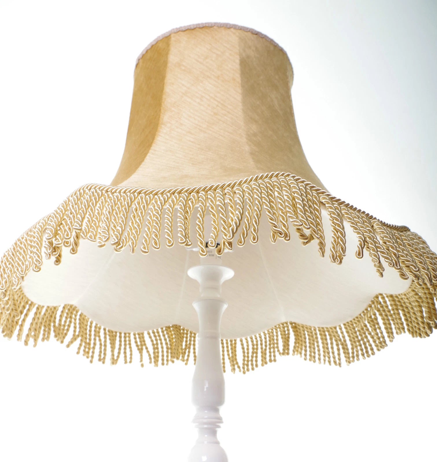 Handmade lampshade in Laura Ashley gold fabric for standard lamp or ceiling