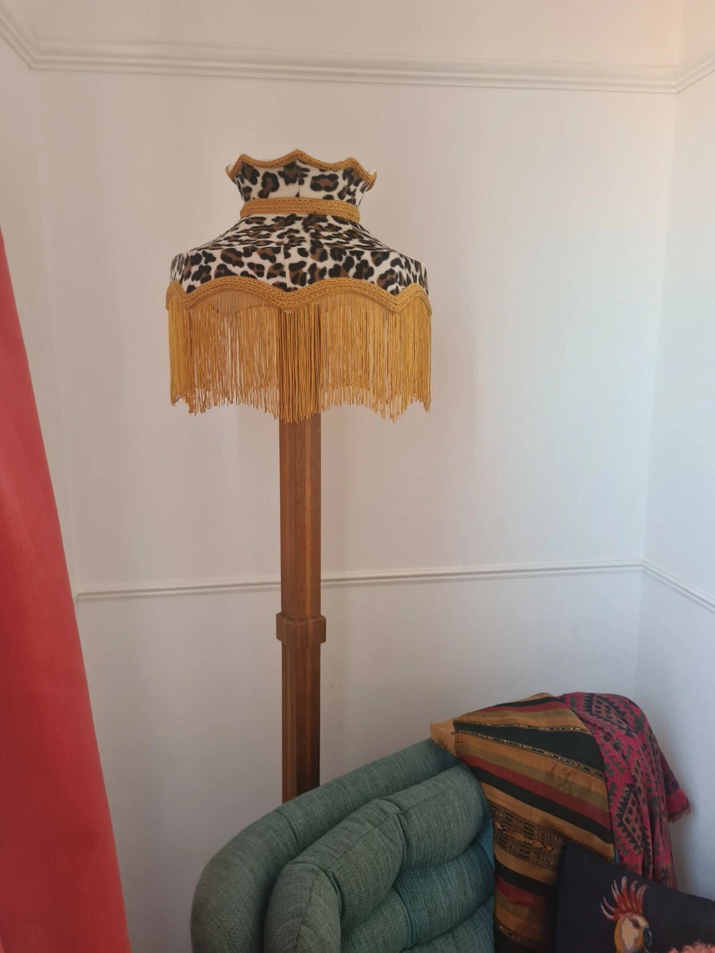 Leopard print mustard lampshade crown table light ceiling pendant standard lamp