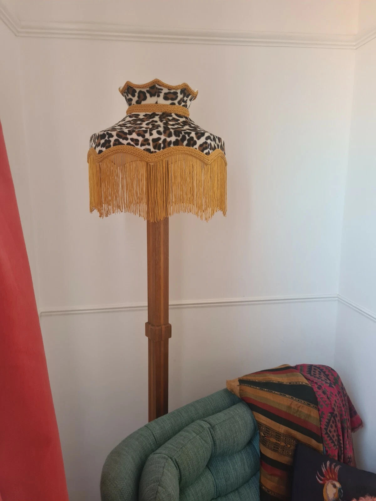 Leopard print mustard lampshade crown table light ceiling pendant standard lamp