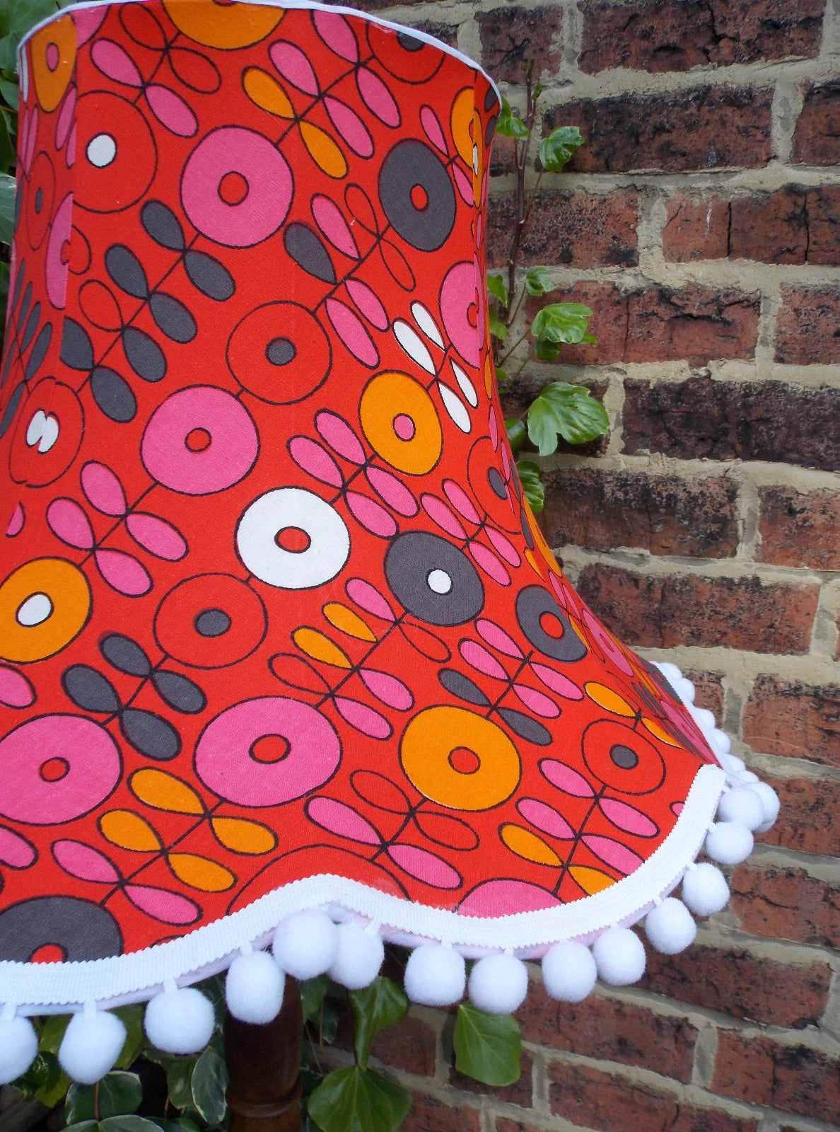 Lisa Lampshade in vintage fabric red orange for standard lamp ceiling lamp light