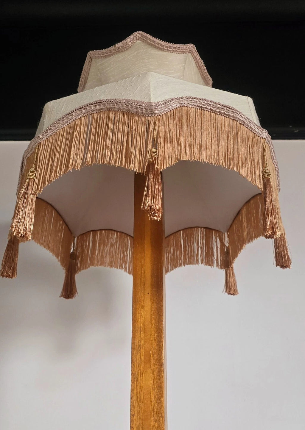 Cream Silk Handmade Lampshade  Traditional Victorian Crown Shape Silk