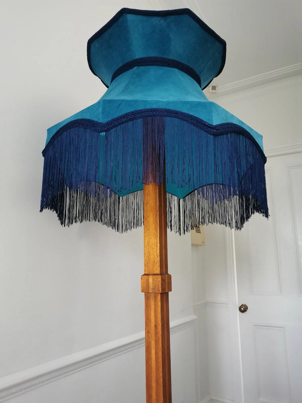 Handmade Lisa Lampshade standard lamp or ceiling pendant turquoise blue velvet