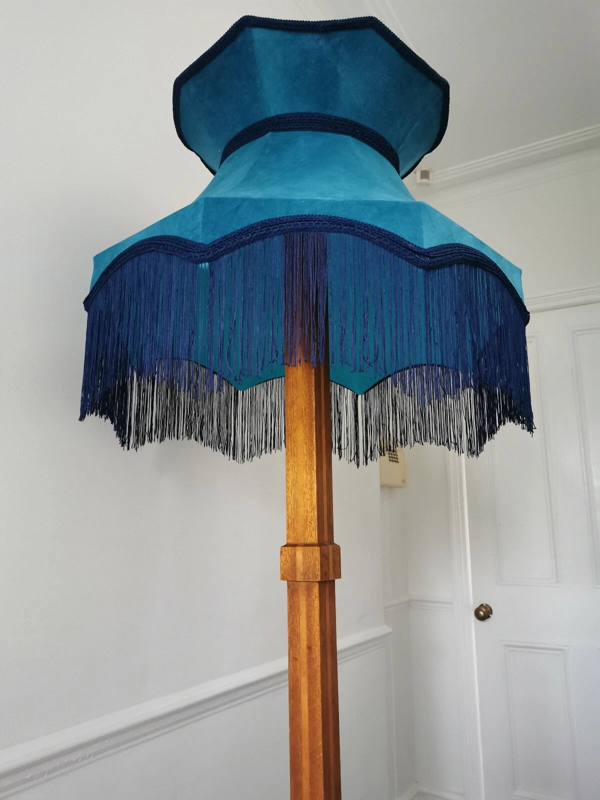 Handmade Lisa Lampshade standard lamp or ceiling pendant turquoise blue velvet