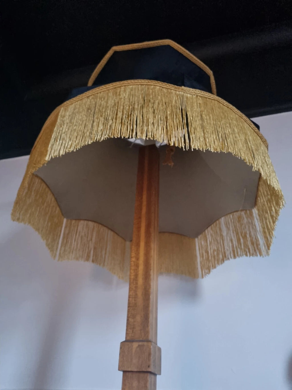 Handmade large crown lampshade Navy Blue velvet standard lamp pendant