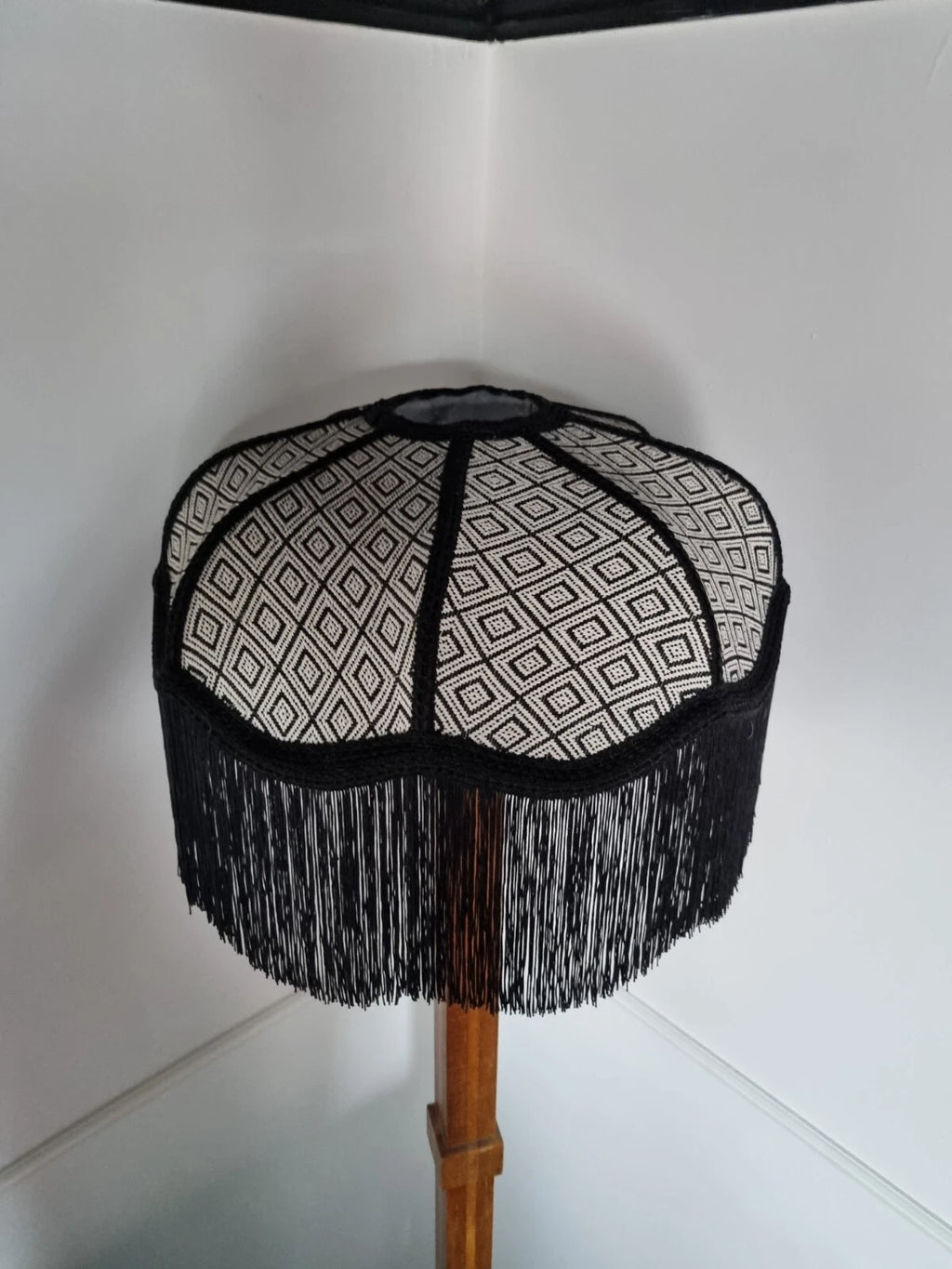 Black and white monochrome lampshade pendant for standard lamp or ceiling light