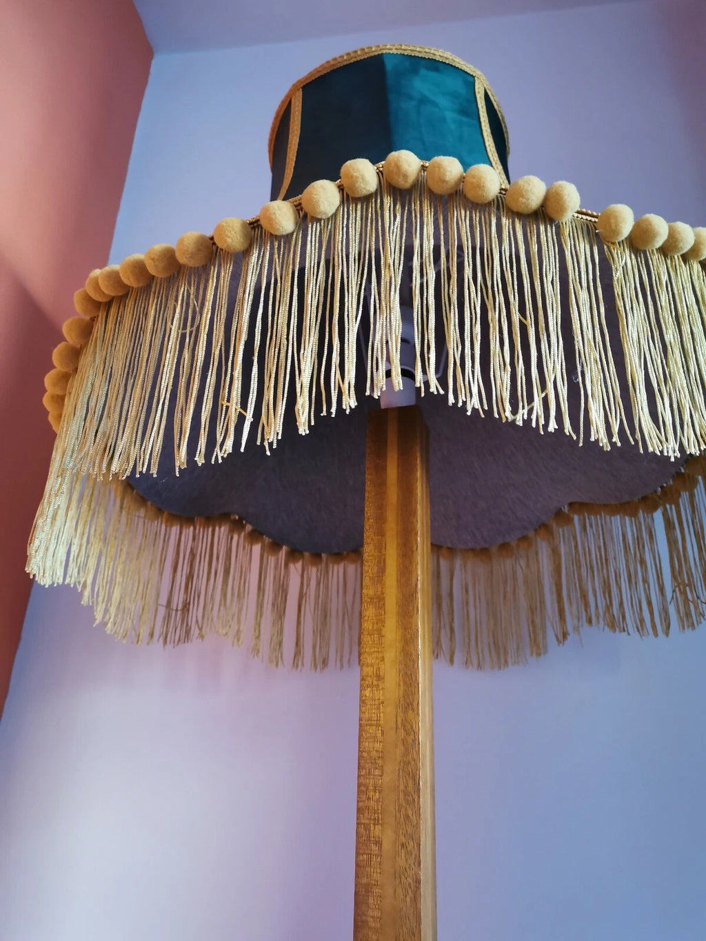 Green velvet mustard large lampshade handmade standard lamp ceiling pendant