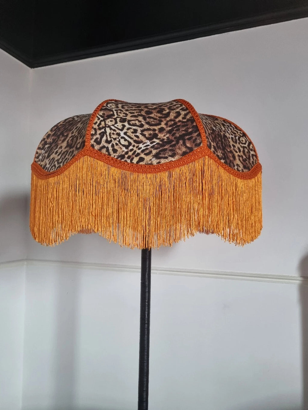 Large leopard print lampshade lined standard lamp ceiling light handmade