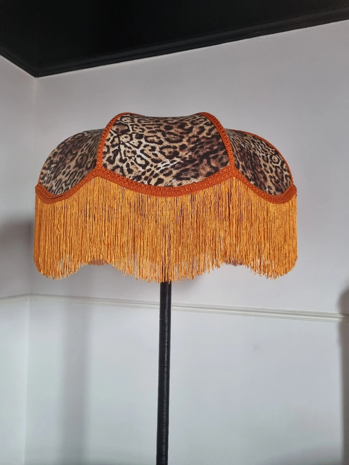 Large leopard print lampshade lined standard lamp ceiling light handmade