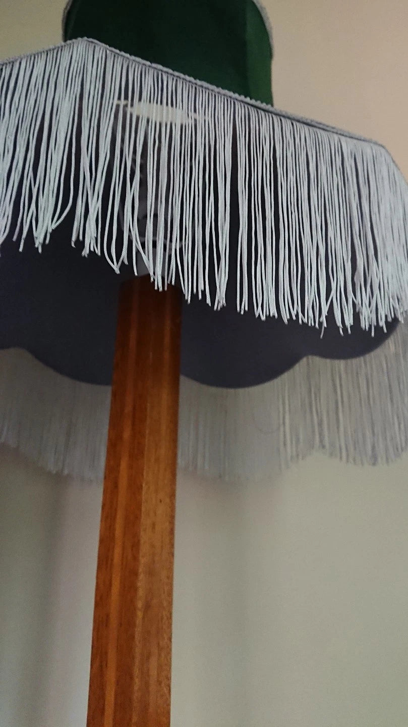 Green lampshade in velvet for standard lamp or ceiling with grey lining