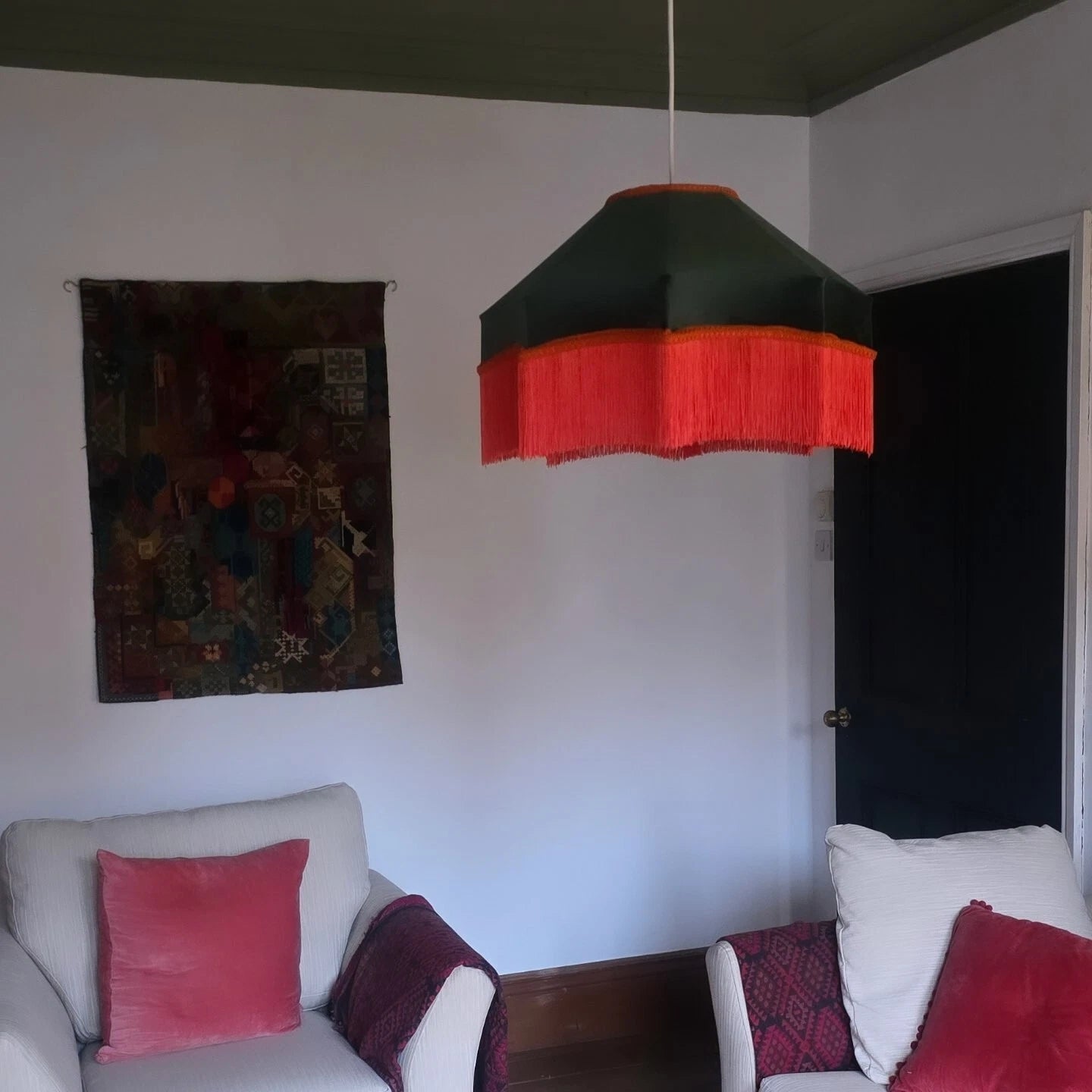 Green Velvet Floral Lined Lisa Lampshade Star Shaped standard lamp ceiling Shade