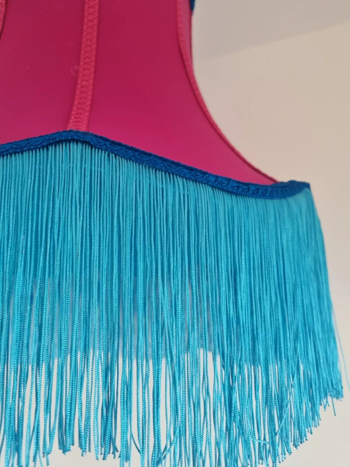 Handmade lampshade bright pink turquoise fabric standard lamp or ceiling lamp